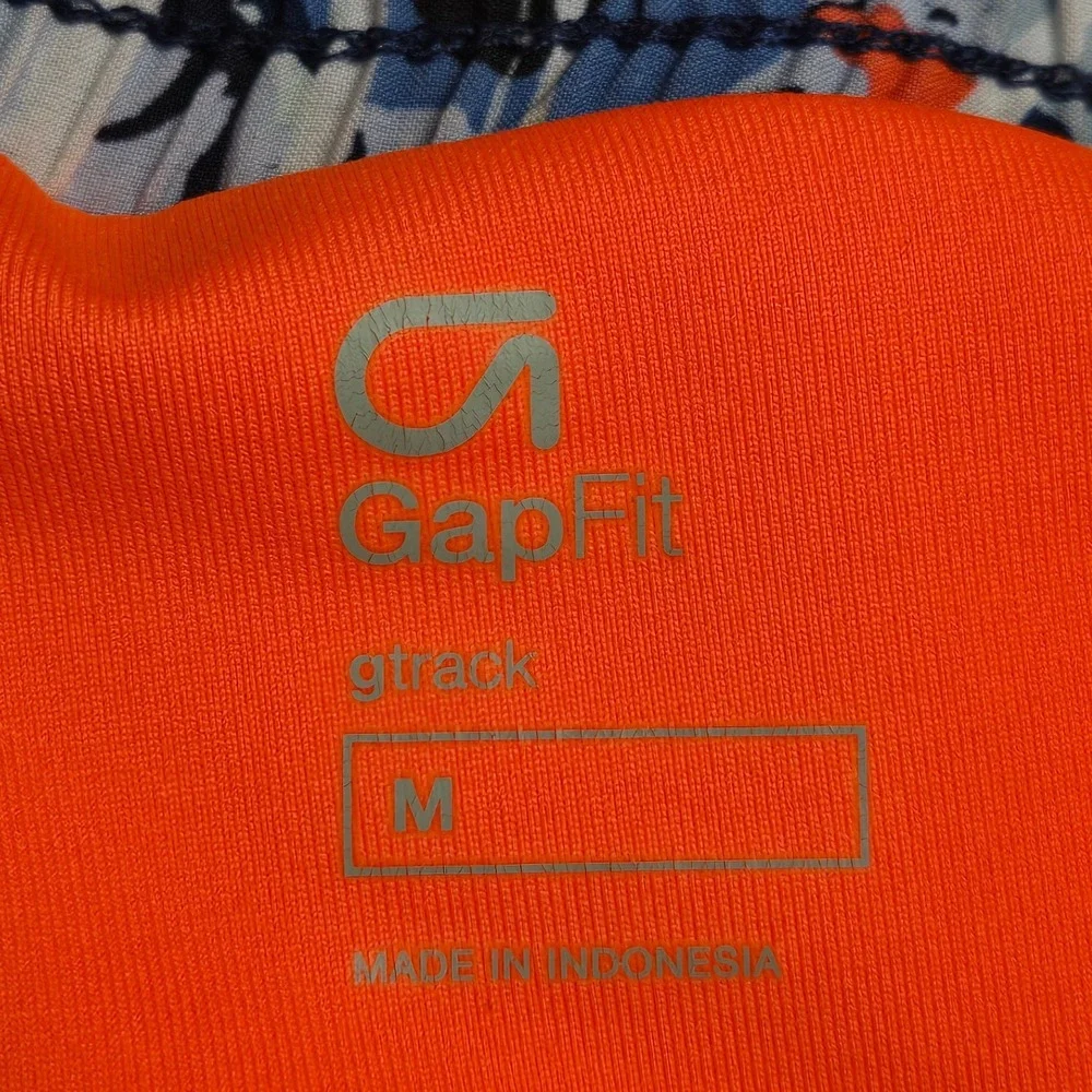 GapFit GTrack Running Shorts Abstract Print‎ Lined Neon Orange Womens M
